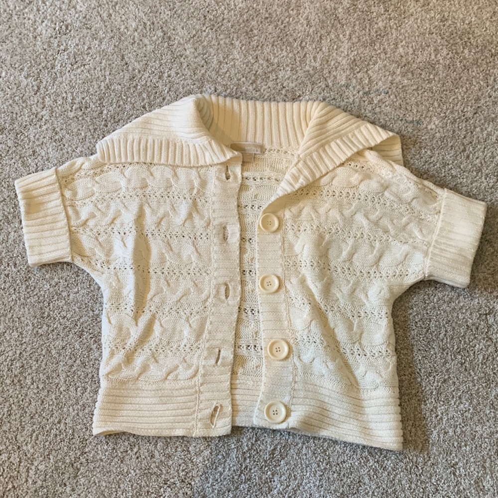 Michael Kors cream short sleeve sweater with sailor collar